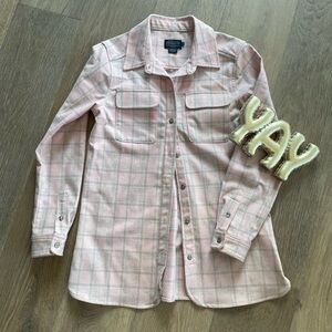 Pendleton Vintage Light Pink Plaid Button-Front Shirt Jacket